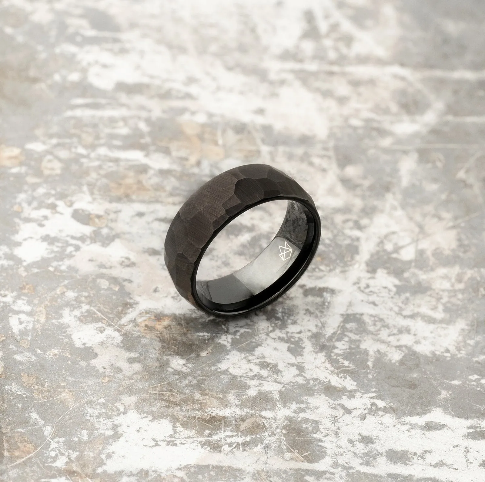 Faceted Black Tungsten Ring