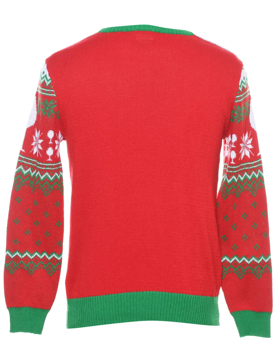 Festive Print Christmas Jumper - S