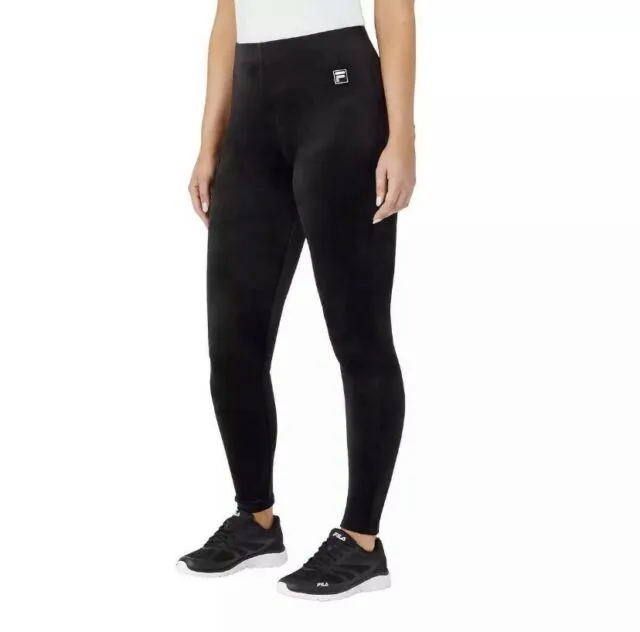 FILA Ladies Velour Leggings Pants Sweats Black