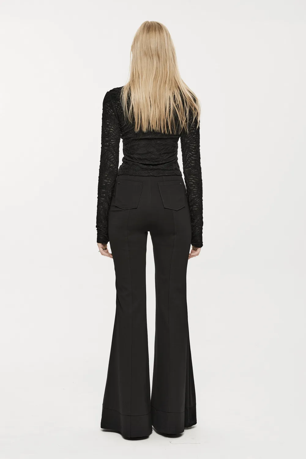 Flare Pants: High Waist Spliced with Punk Details