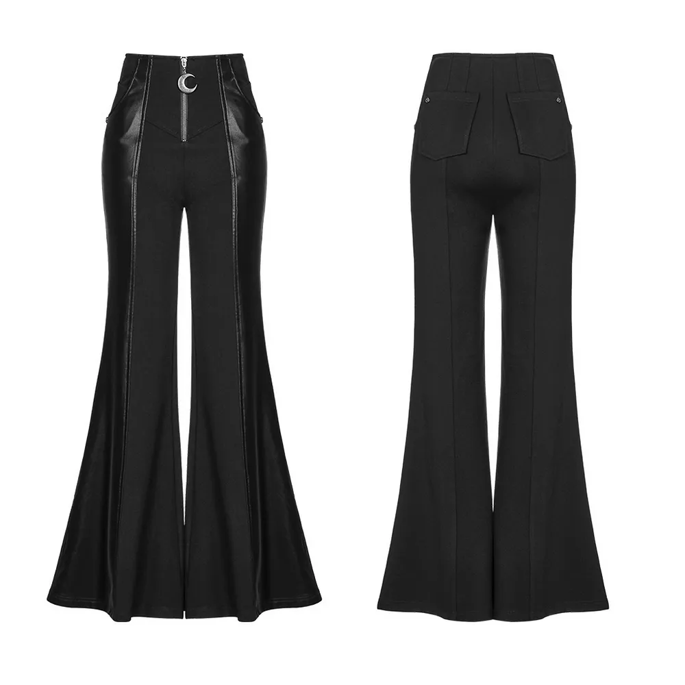 Flare Pants: High Waist Spliced with Punk Details