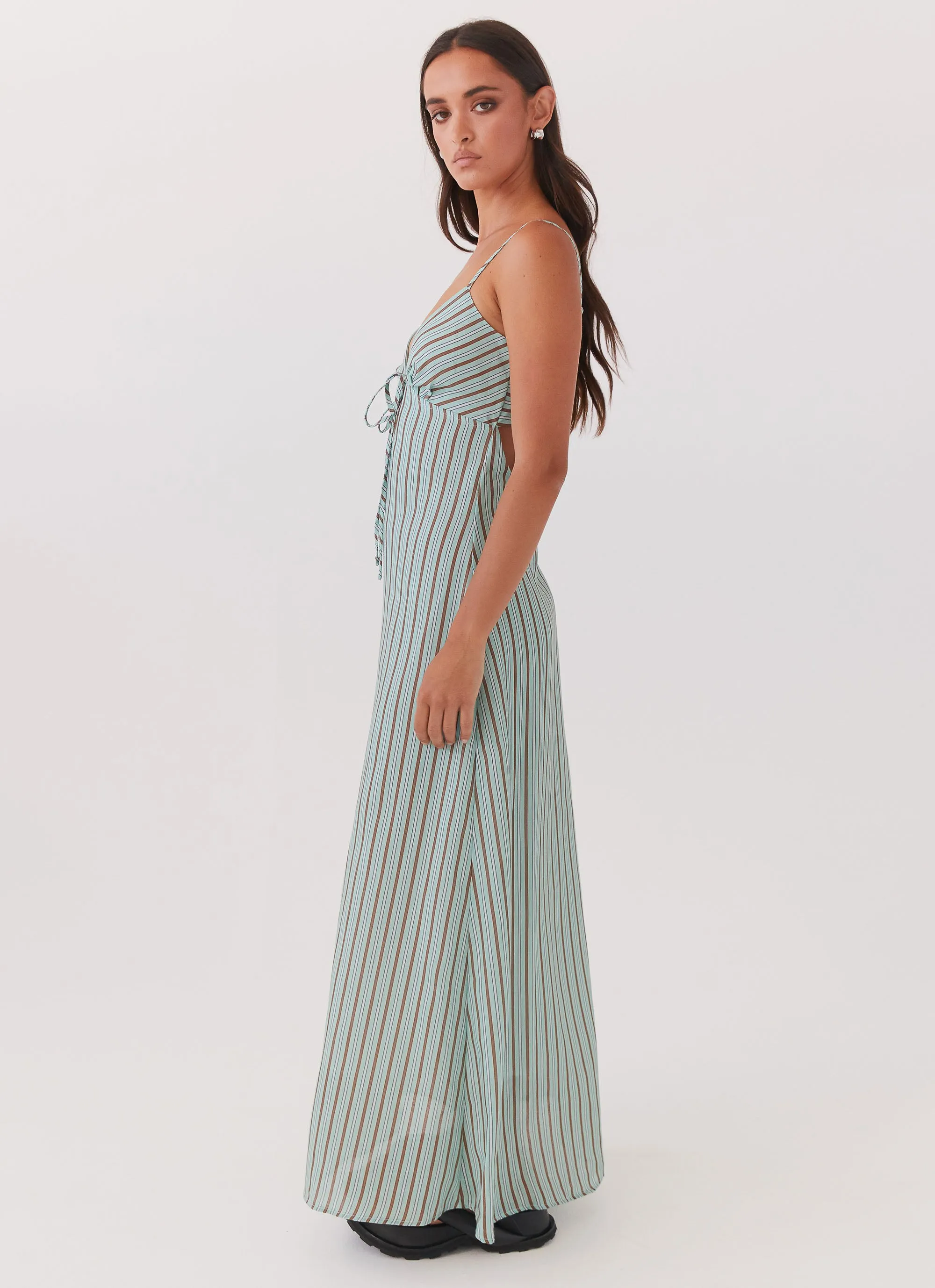 Flora Linen Maxi Dress - Coastal Stripe