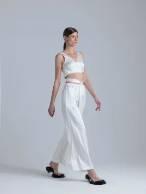 Flowy Silk Pants 'Leto' in Milk White