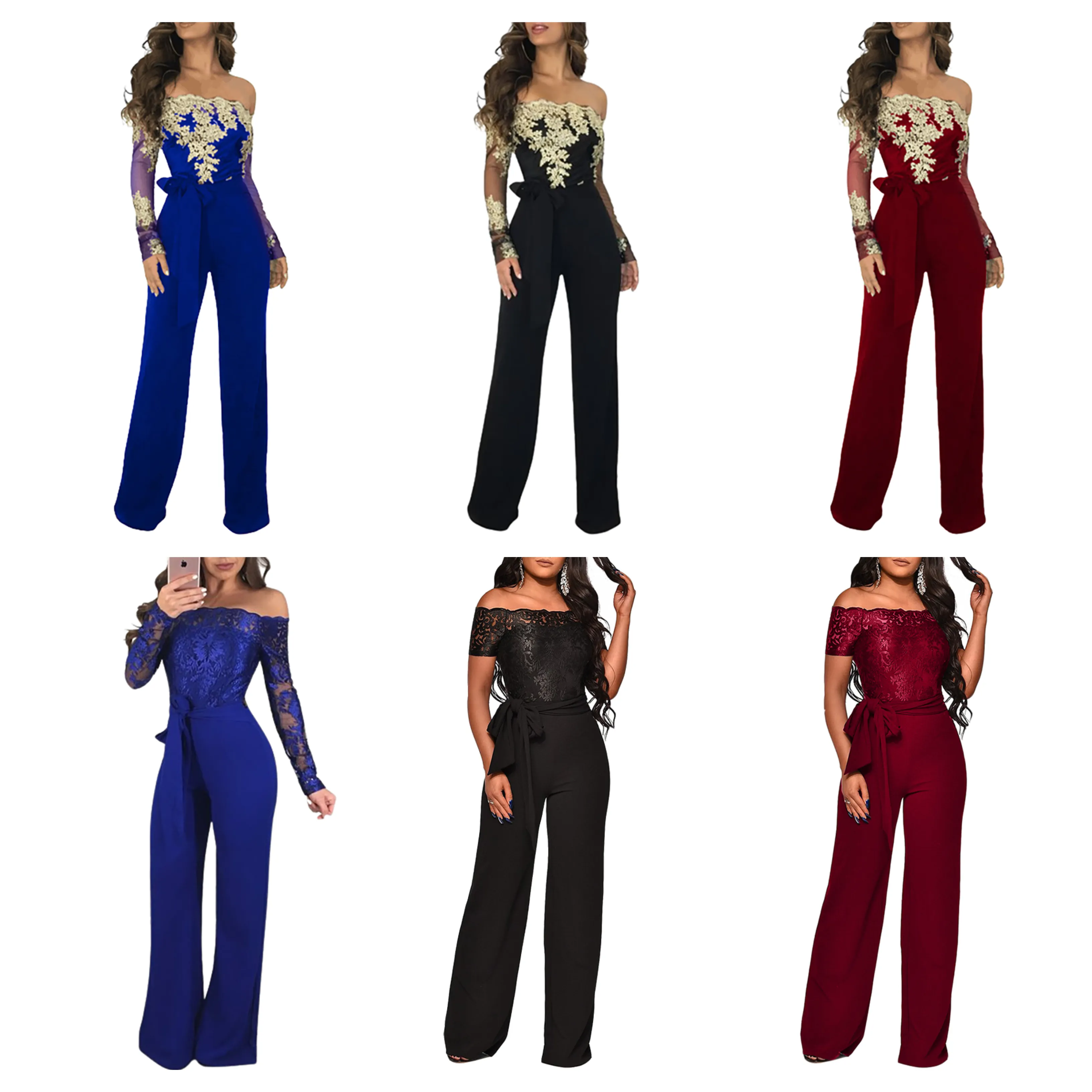 Funki Buys | Pants | Women's Elegant Lace Evening Jumpsuit