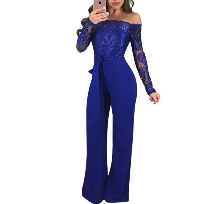 Funki Buys | Pants | Women's Elegant Lace Evening Jumpsuit