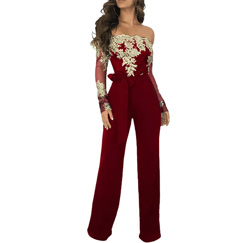 Funki Buys | Pants | Women's Elegant Lace Evening Jumpsuit