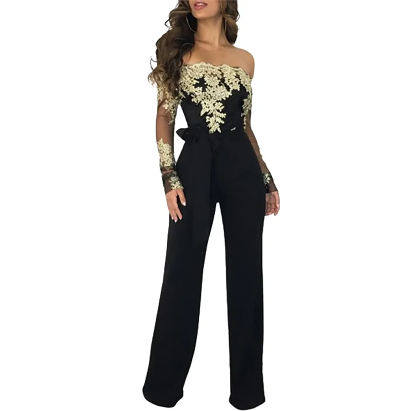 Funki Buys | Pants | Women's Elegant Lace Evening Jumpsuit