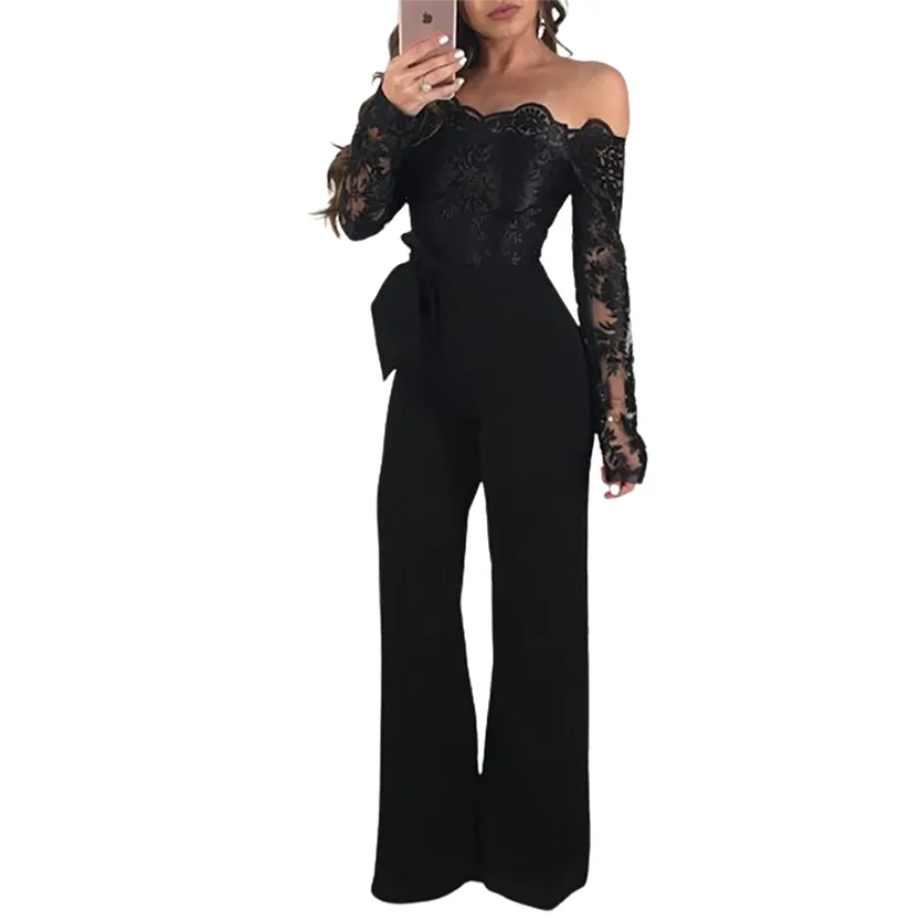 Funki Buys | Pants | Women's Elegant Lace Evening Jumpsuit