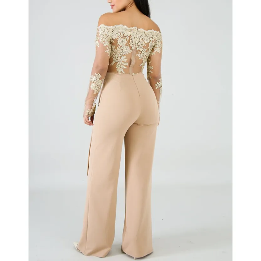 Funki Buys | Pants | Women's Elegant Lace Evening Jumpsuit