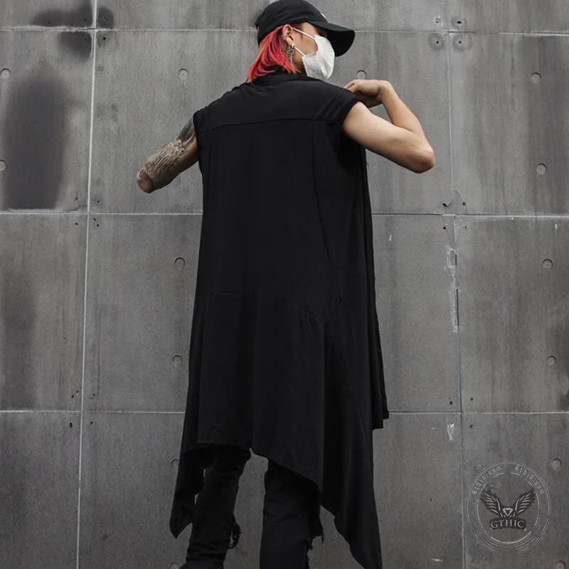 Gothic Black Sleeveless Hooded Cape Coat