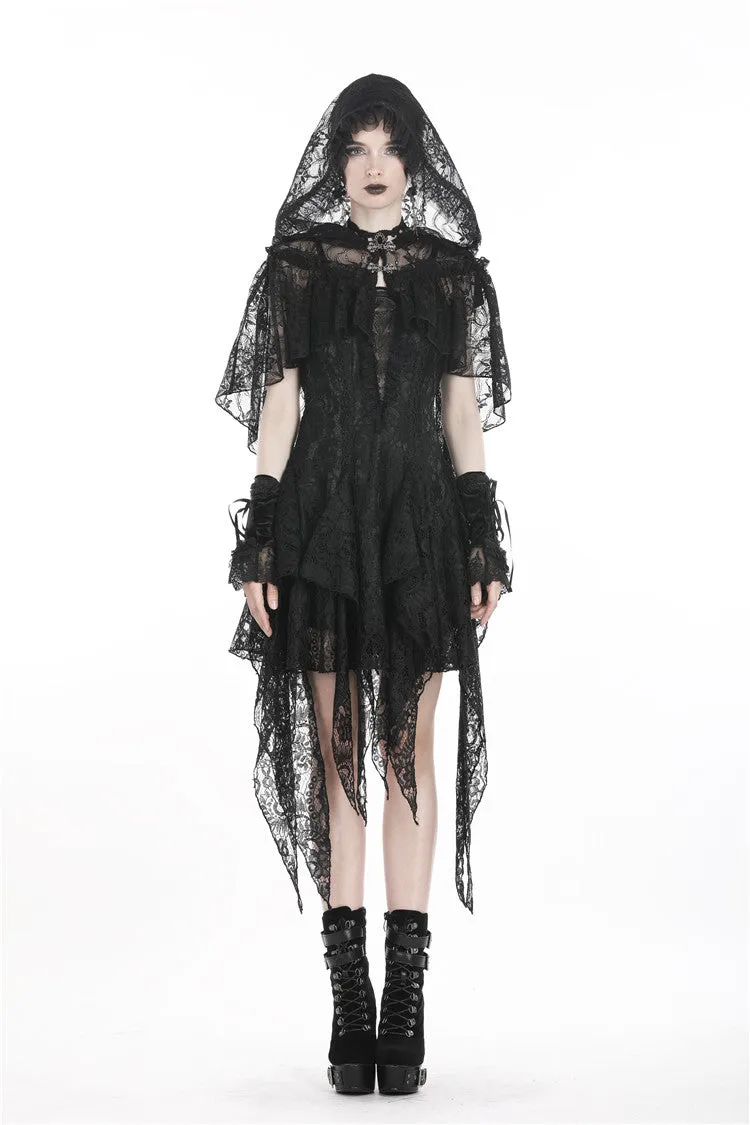 Gothic gorgeous lace hooded cape BW061