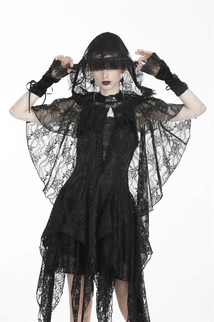 Gothic gorgeous lace hooded cape BW061