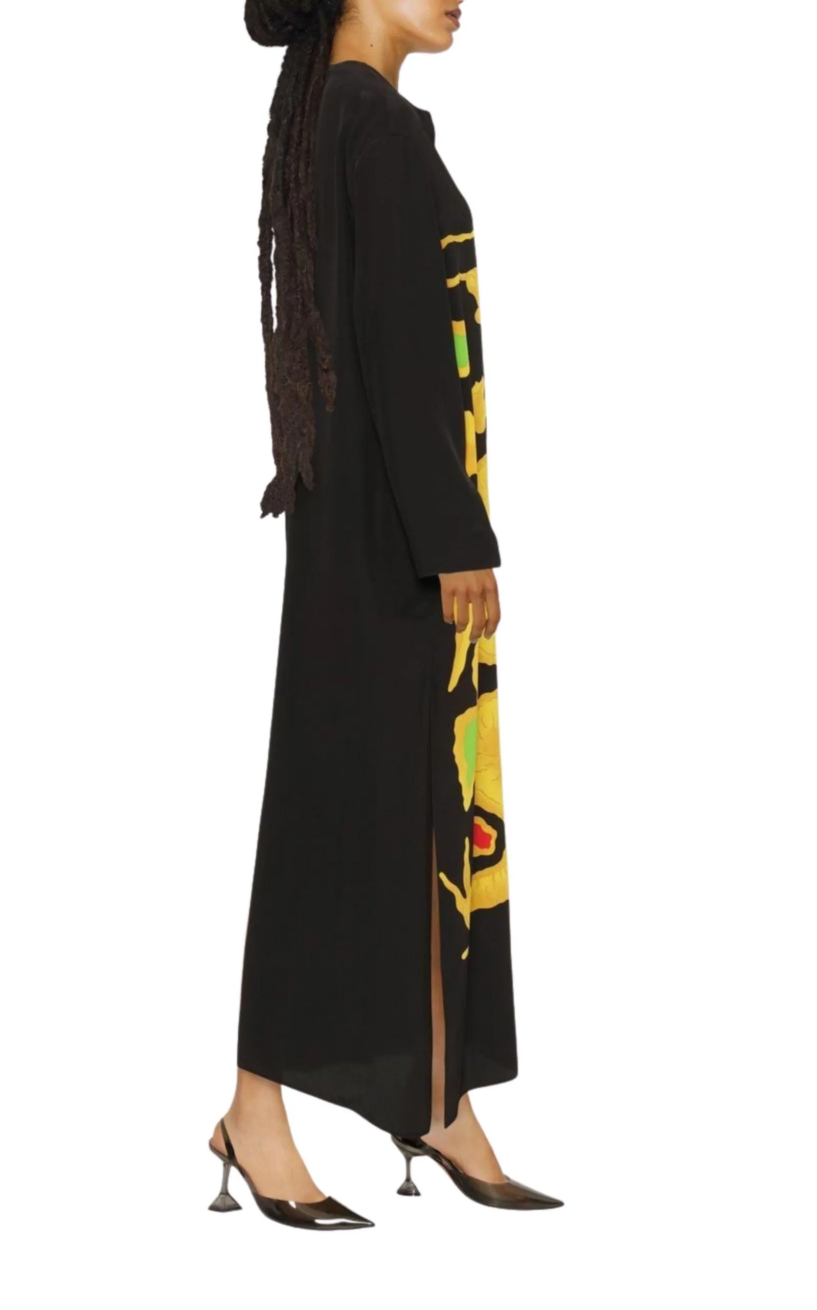 Graphic Print Silk Maxi Dress