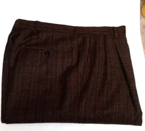 Hart Schaffner Marx- Brown Glen Plaid, Pleated Fashion Trousers- size 33