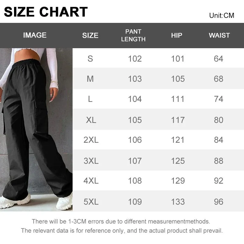 High Street Vintage Pants Fashion Solid High Elastic Waist Pocket Straight Cargo Pant Casual Office Lady Streetwear Y2K Trousers