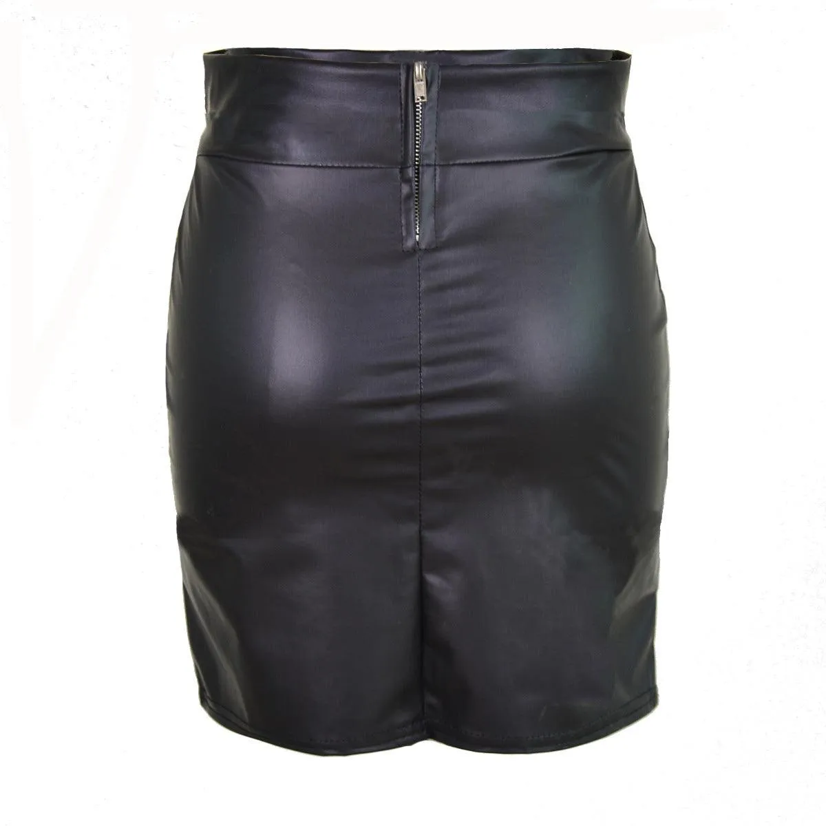 High Waist Faux Leather Skirt