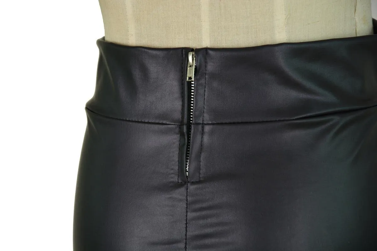 High Waist Faux Leather Skirt