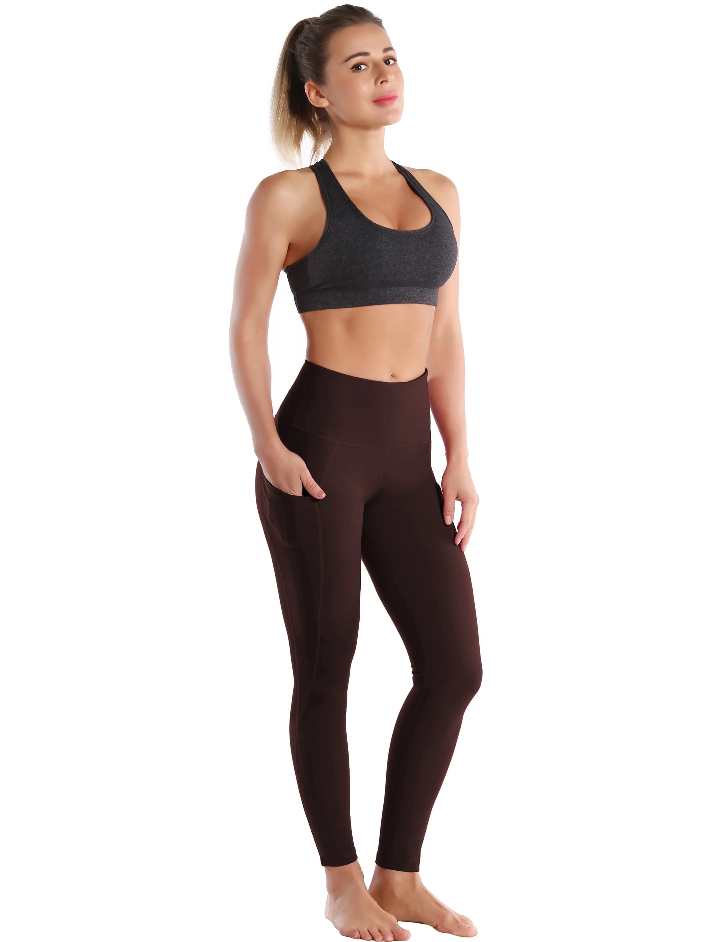 High Waist Side Pockets Gym Pants mahoganymaroon_Gym