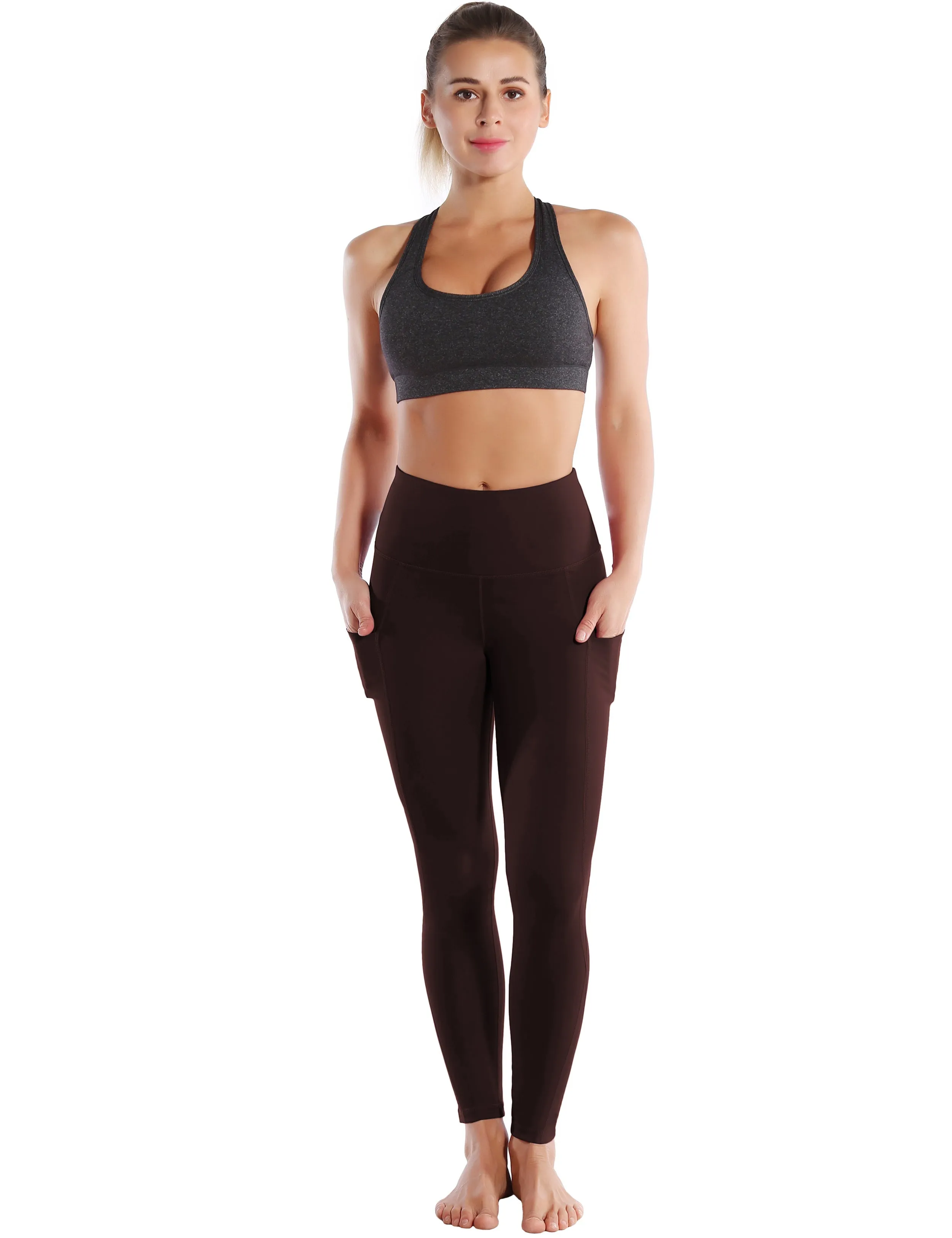 High Waist Side Pockets Gym Pants mahoganymaroon_Gym