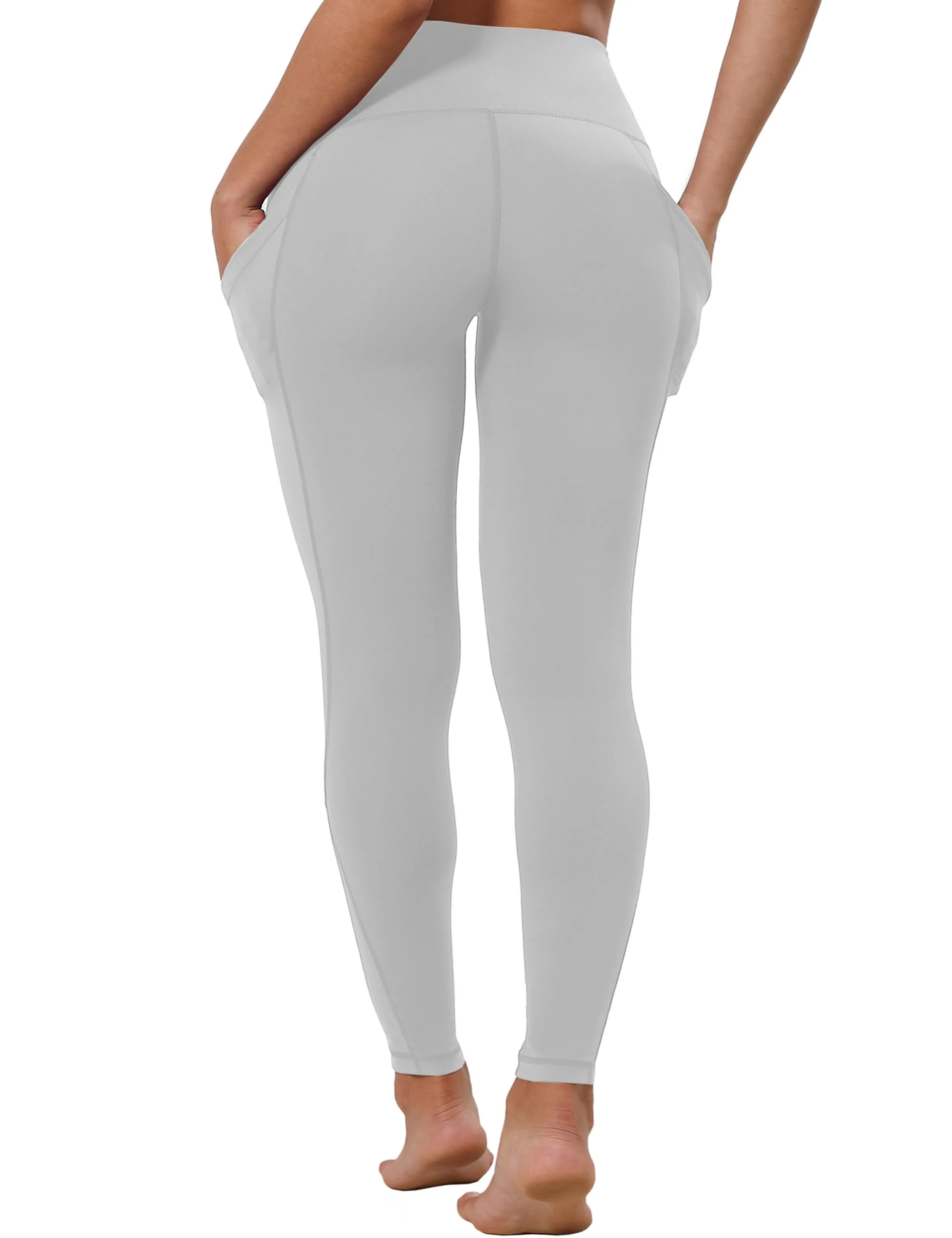 High Waist Side Pockets Yoga Pants lightgray ins