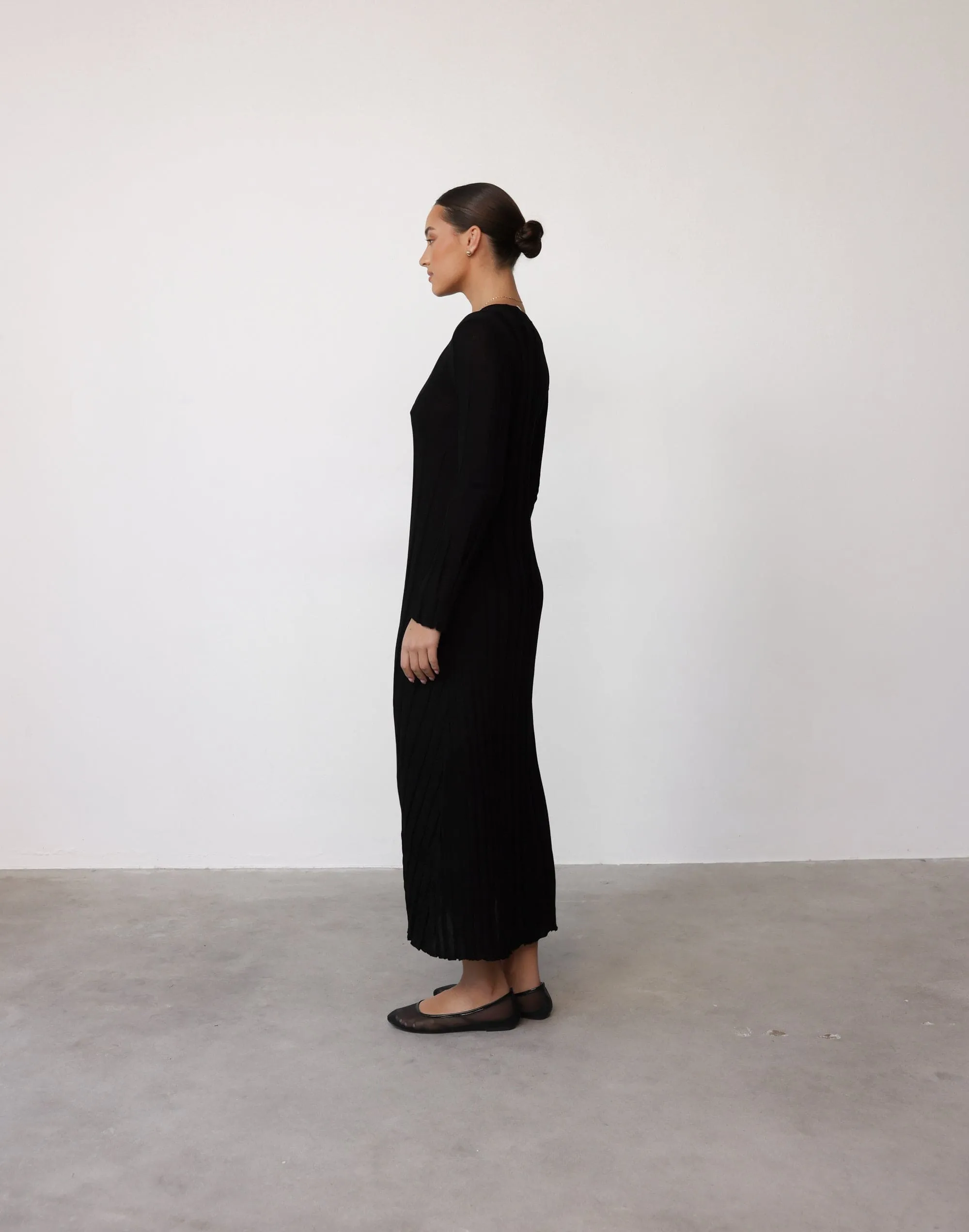 Jemima Long Sleeve Maxi Dress (Black)