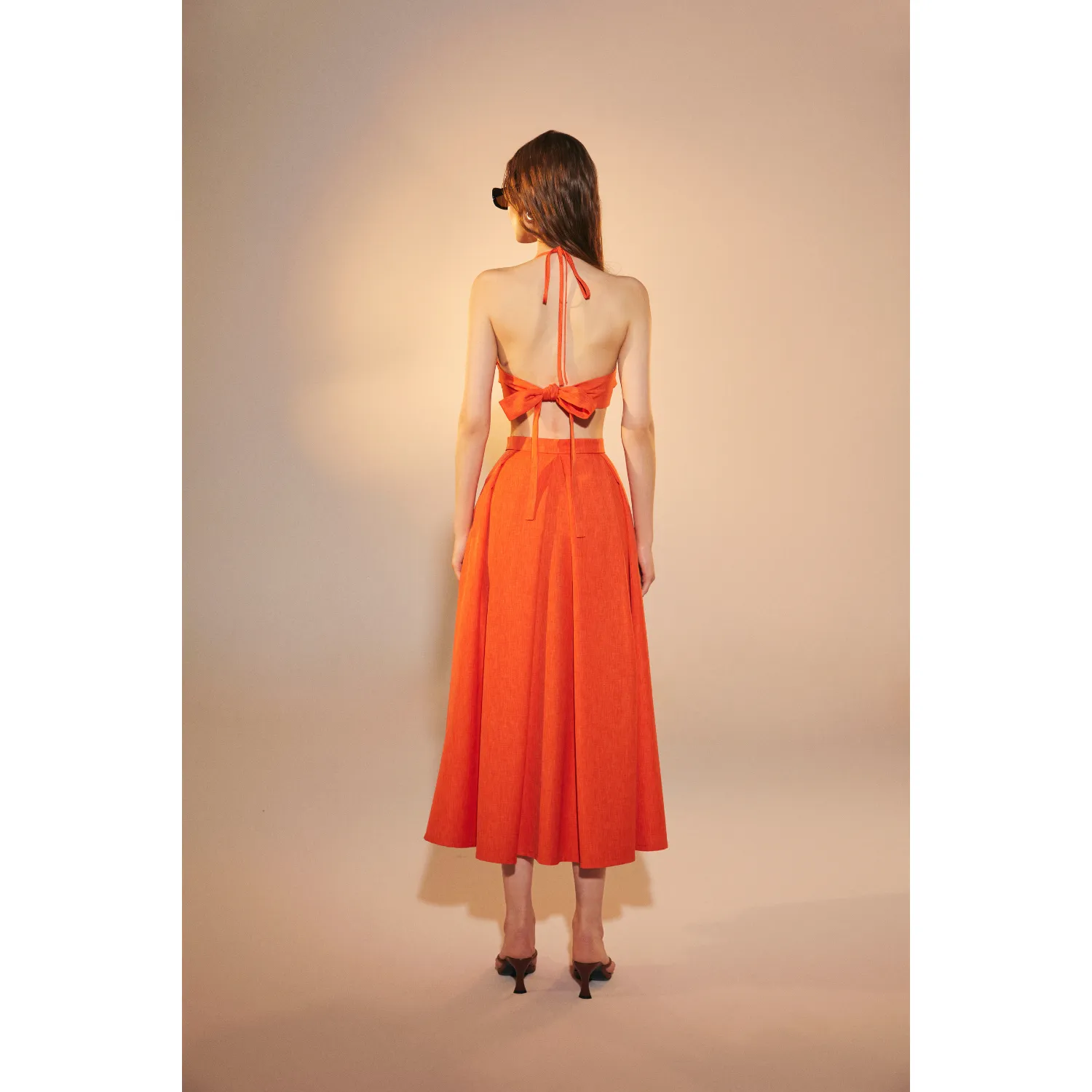 June Midi Skirt in Spicy Orange