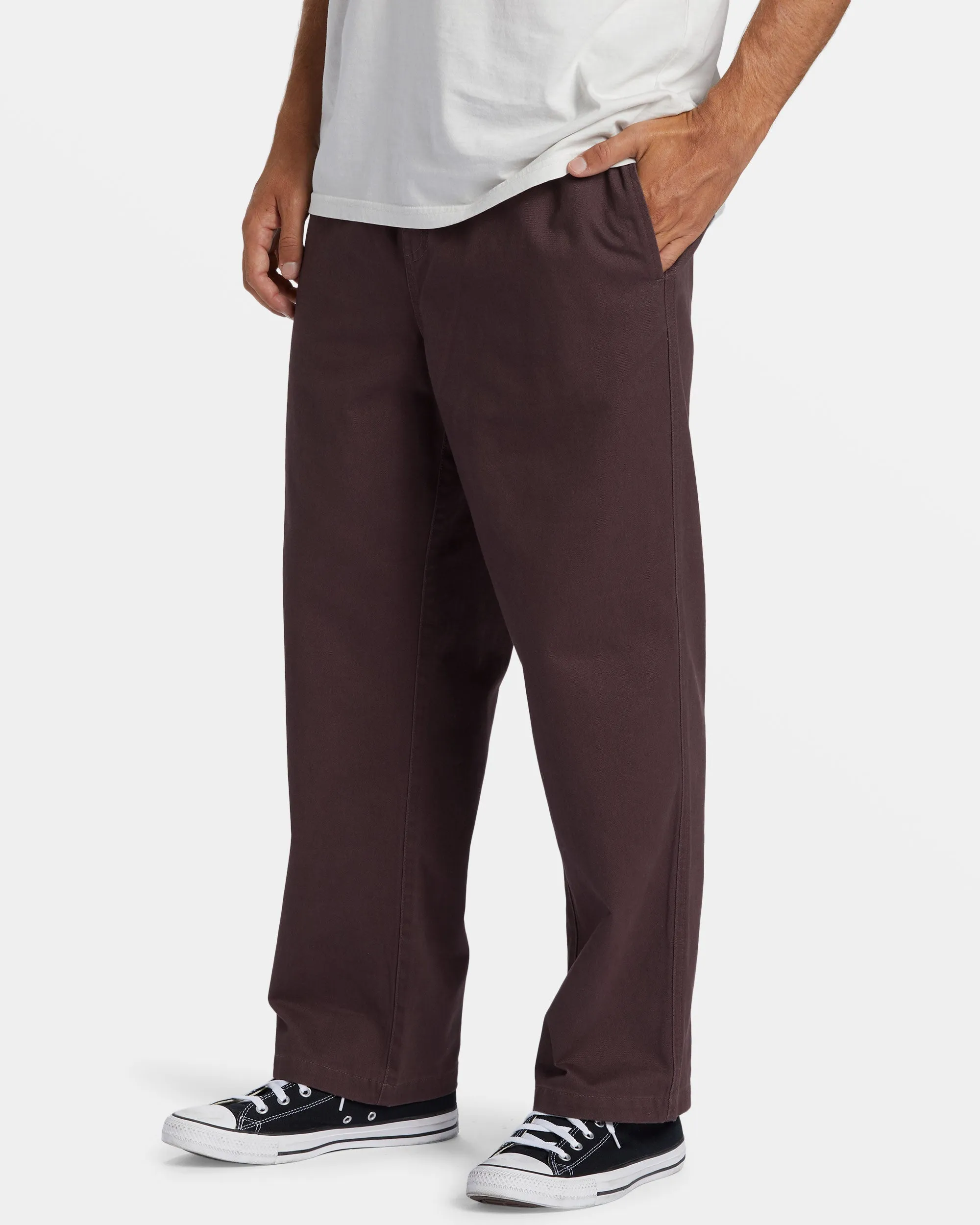 Larry Elastic Waist Pants - Plum