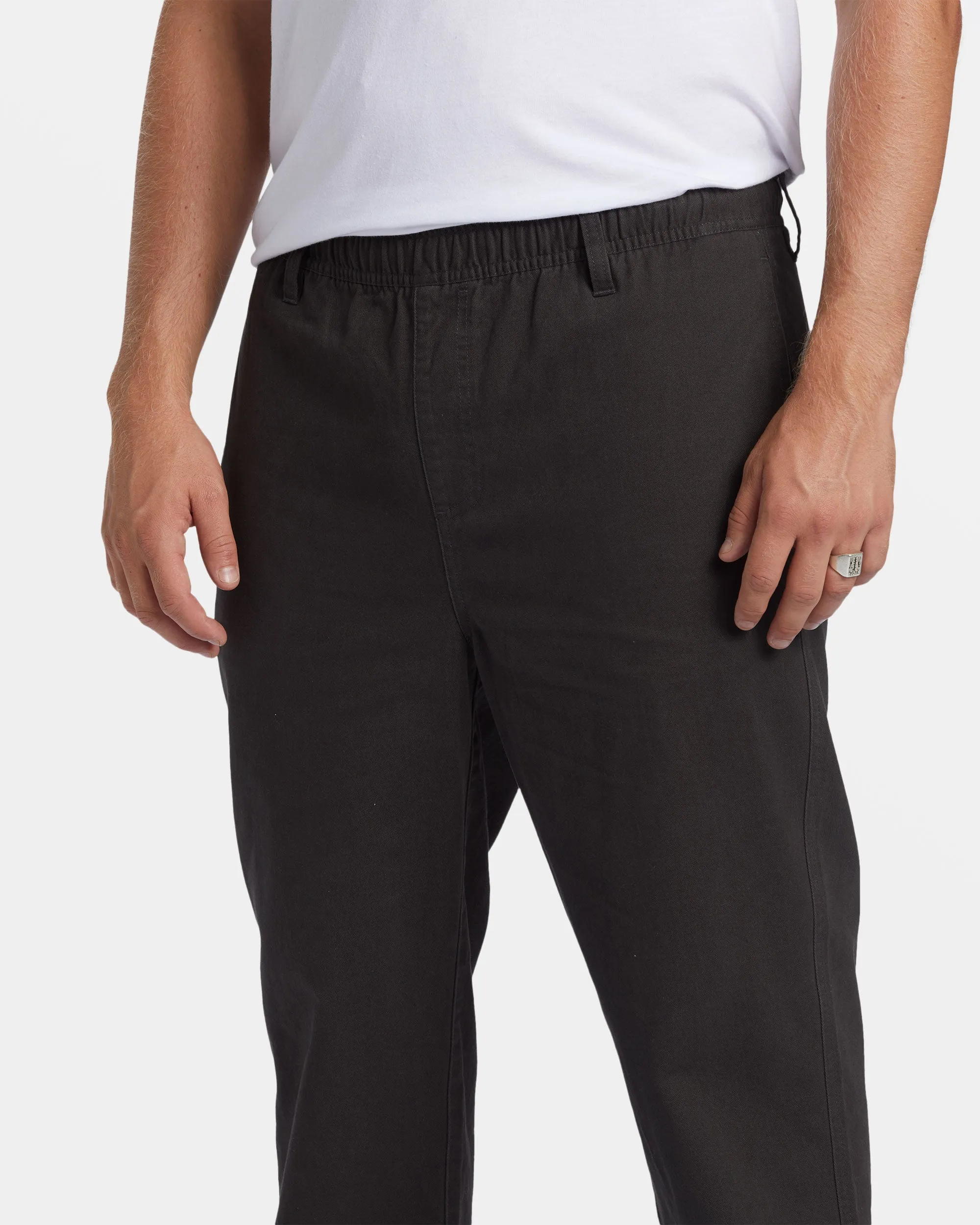 Larry Elastic Waist Pants - Raven