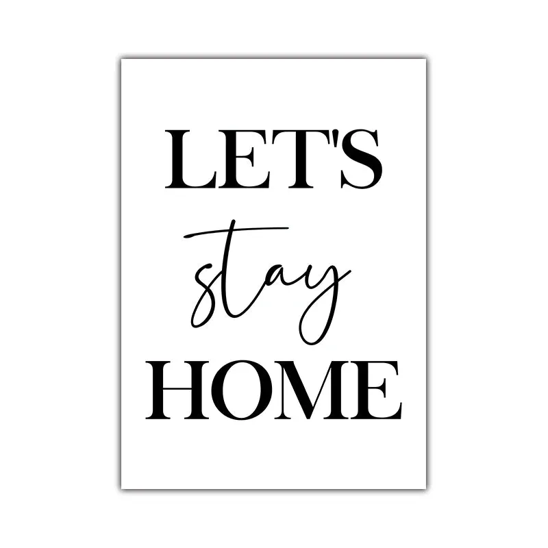 Let's Stay Home Minimalist Black White Marble Fern Leaf Wall Art Fine Art Canvas Prints Gallery Wall Pictures For Living Room Simple Home Decor