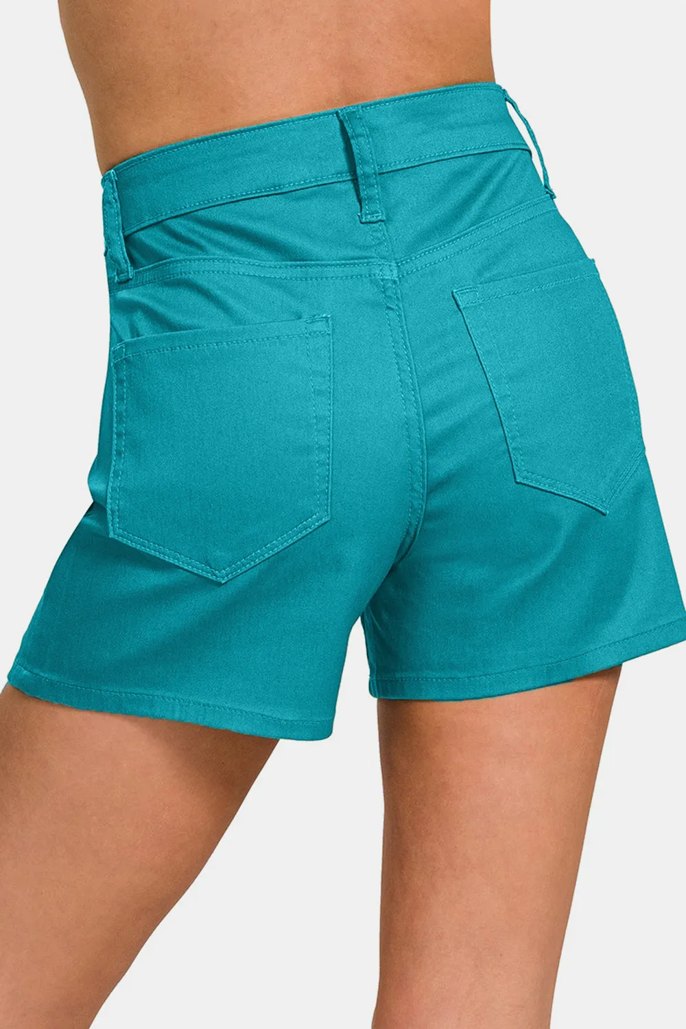 Light Teal High Waist Denim Shorts