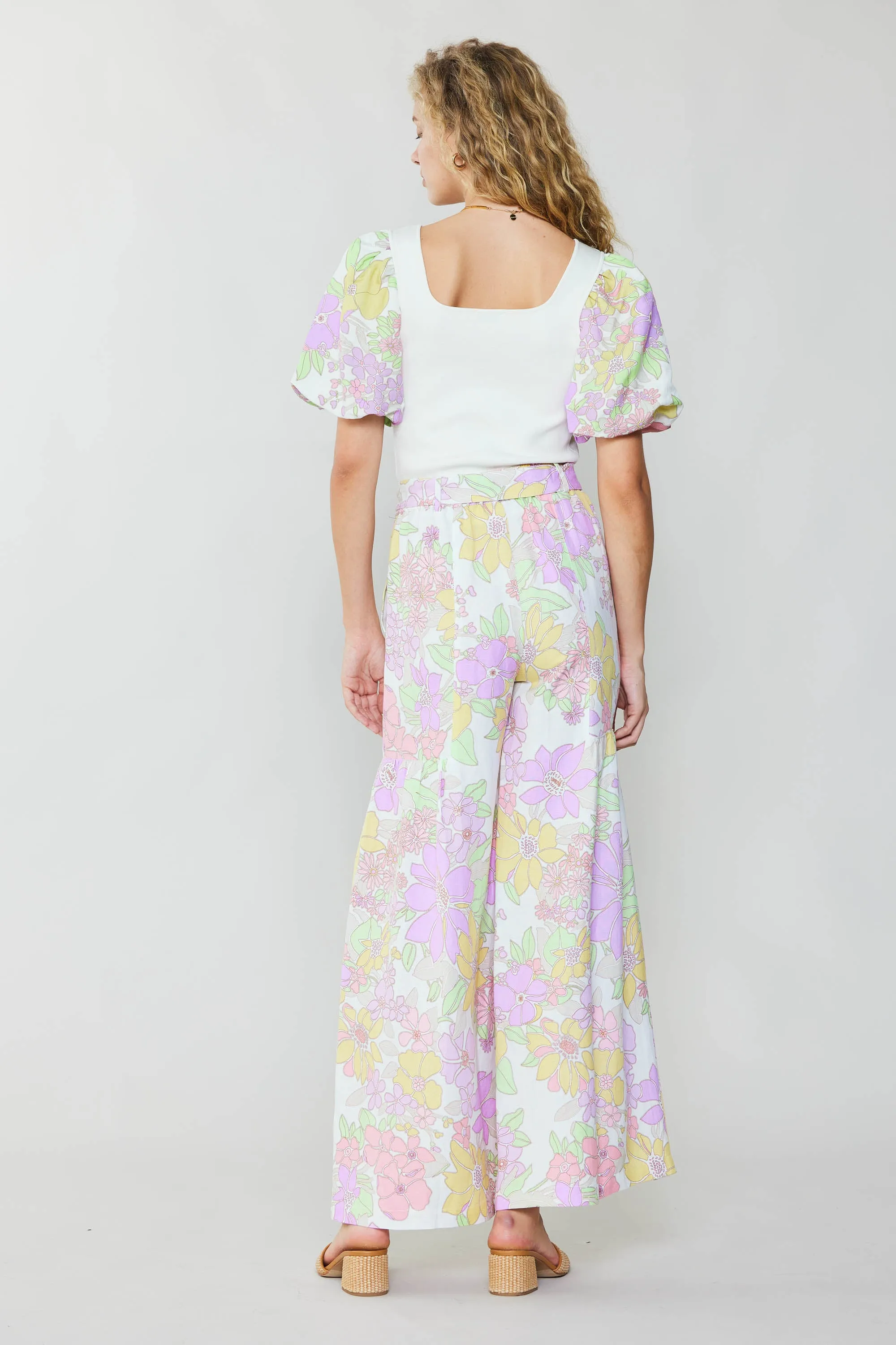 Linen Blend Floral Pants