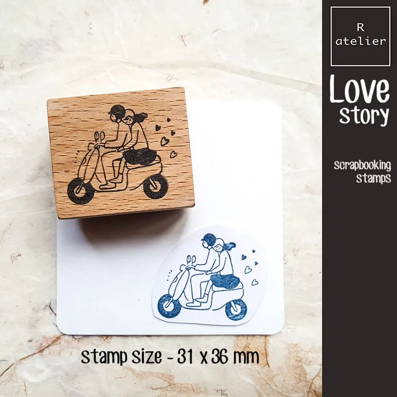 Love Story Scrapbooking Wooden Stamp