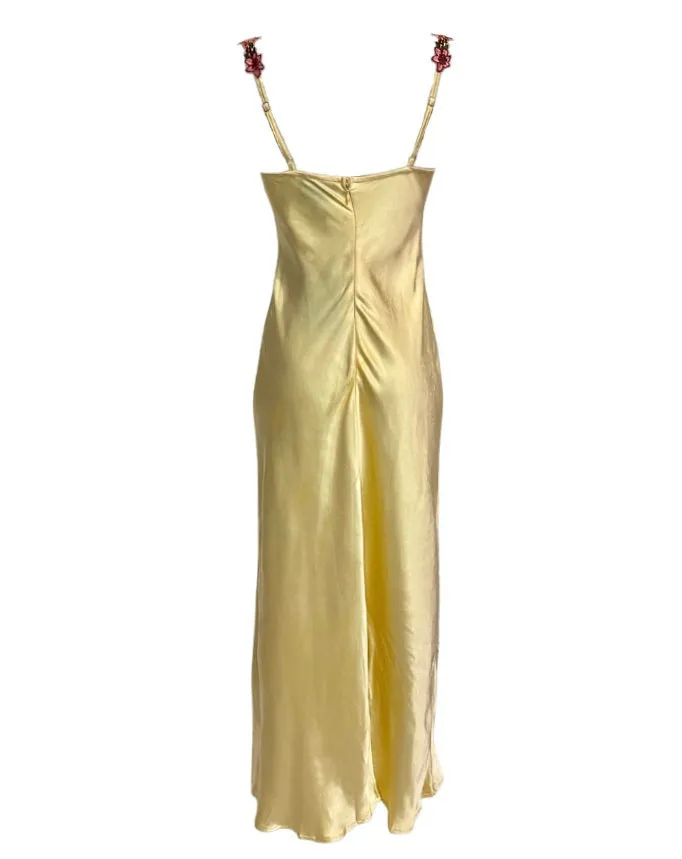 Maria Satin Maxi Dress - Yellow