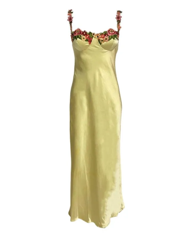 Maria Satin Maxi Dress - Yellow