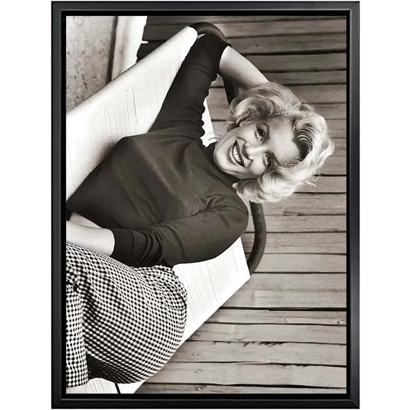 Marilyn Monroe Black and White Canvas Wall Art | Movie Star Portrait Photography | Living Room Decor