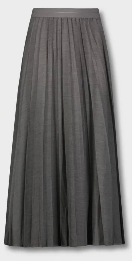 MELI DOUBLE PLEATED SKIRT-MIDI CHARCOAL