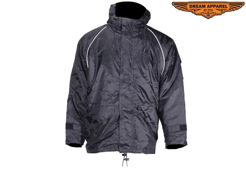 Mens Black Textile Jacket With Hood