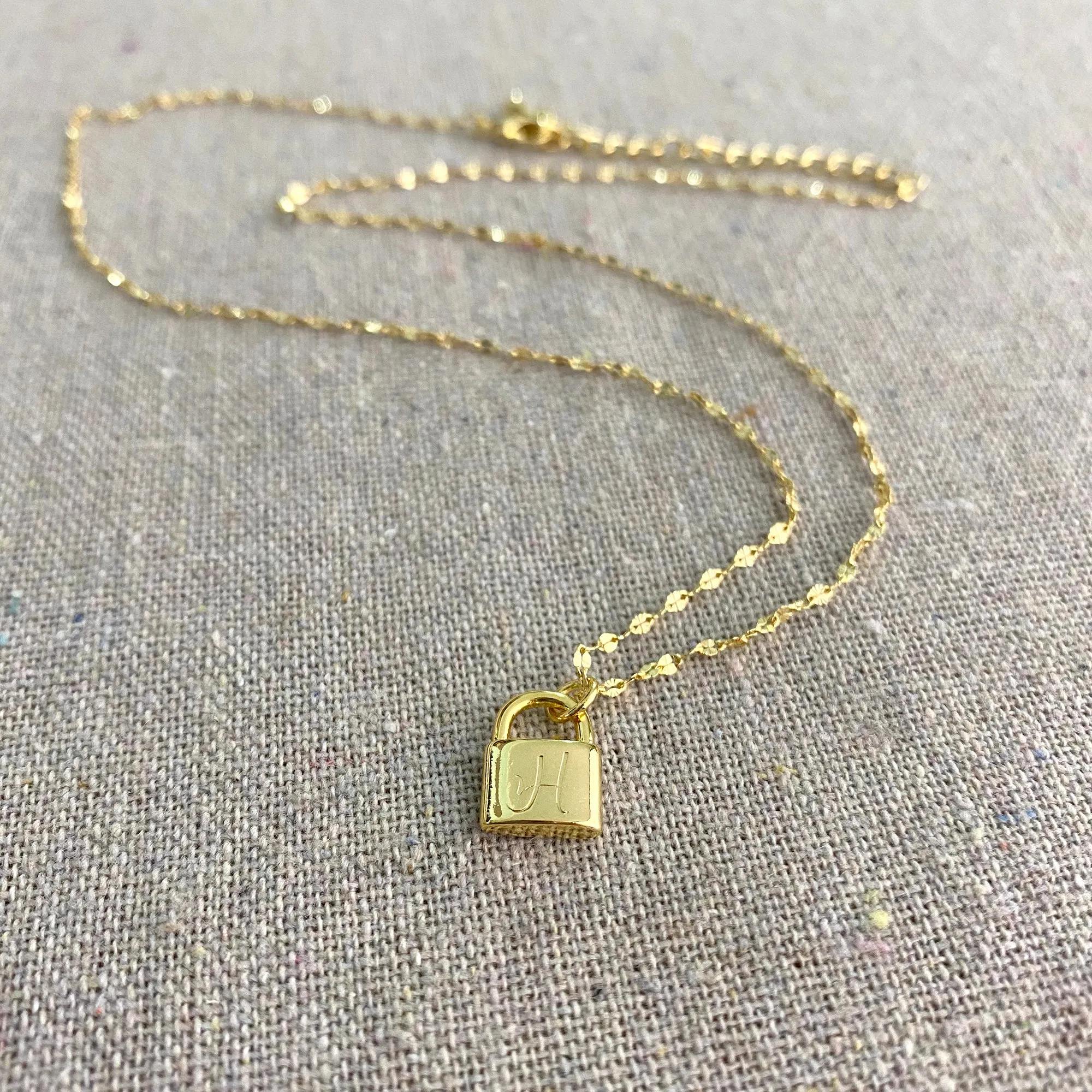 Mini Padlock Initial Necklace