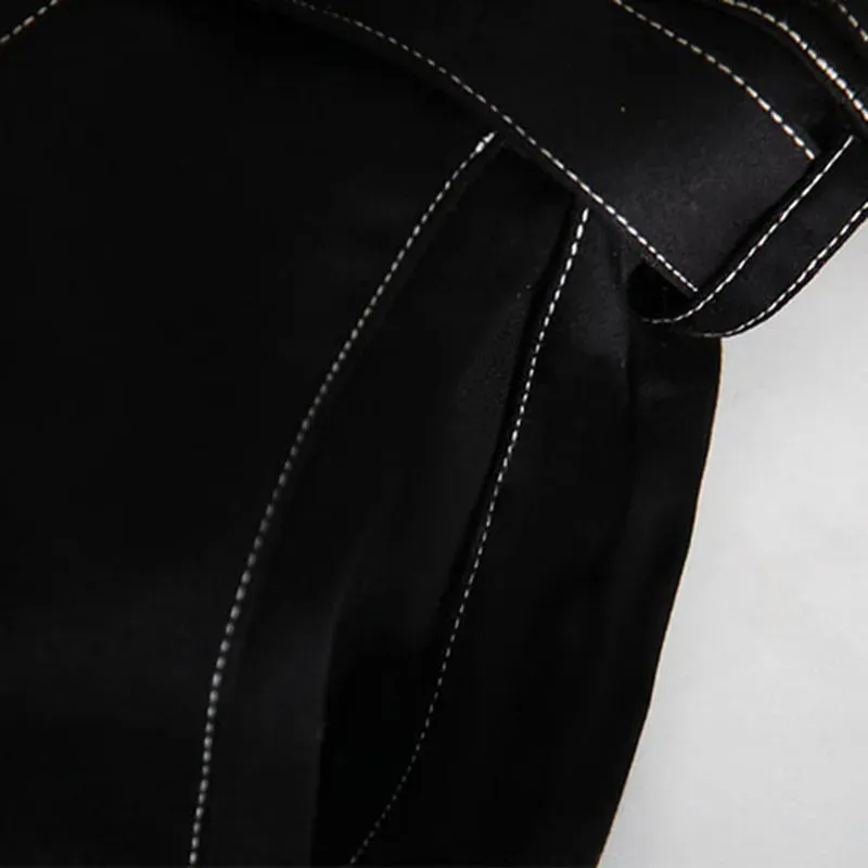 Minimalist Black Split Women's Pants High Waist Wide Leg Patchwork Loose Woman Clothes Spring Fashion Clothing