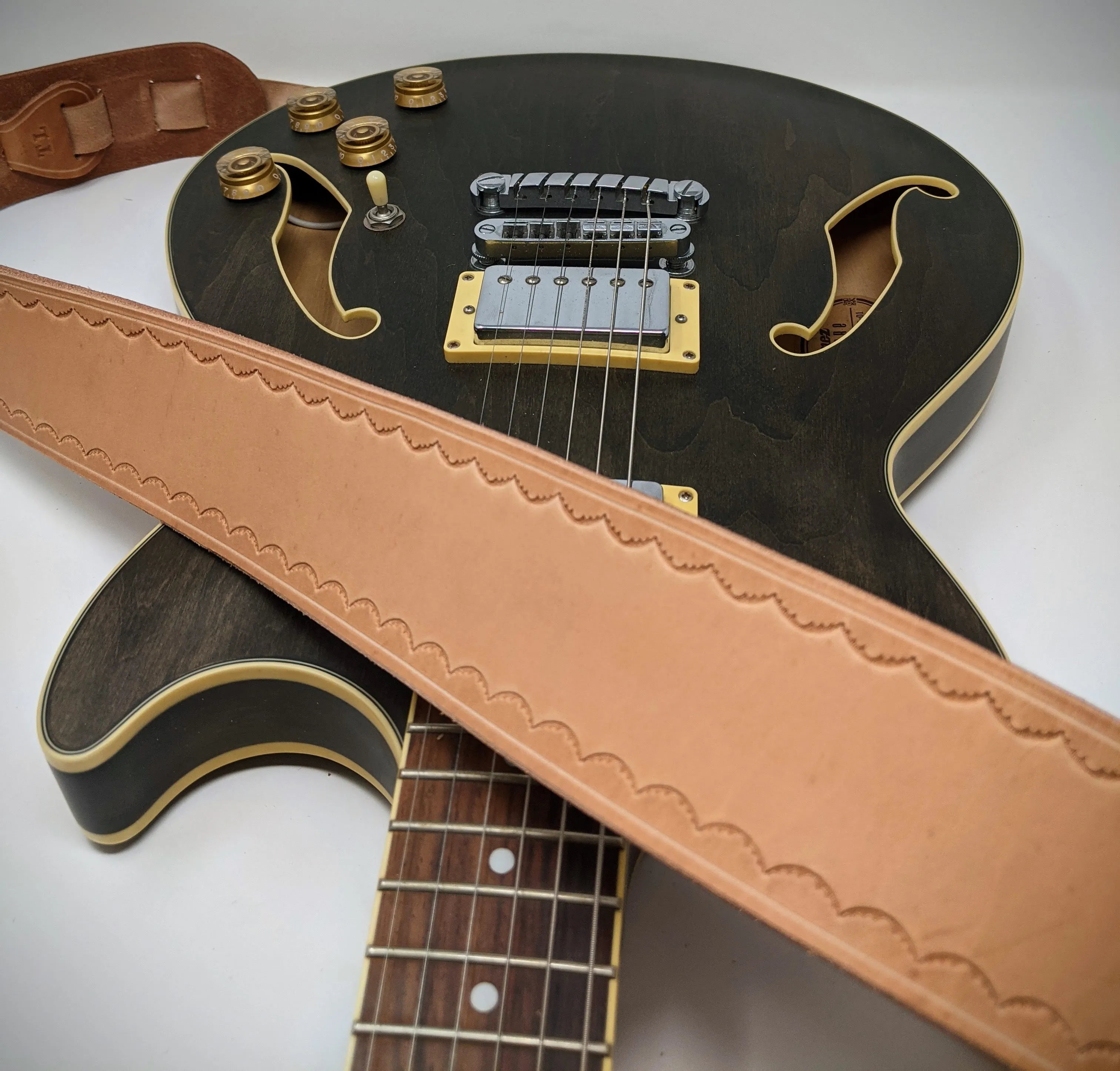 Minimalist Tooled Leather Guitar Strap