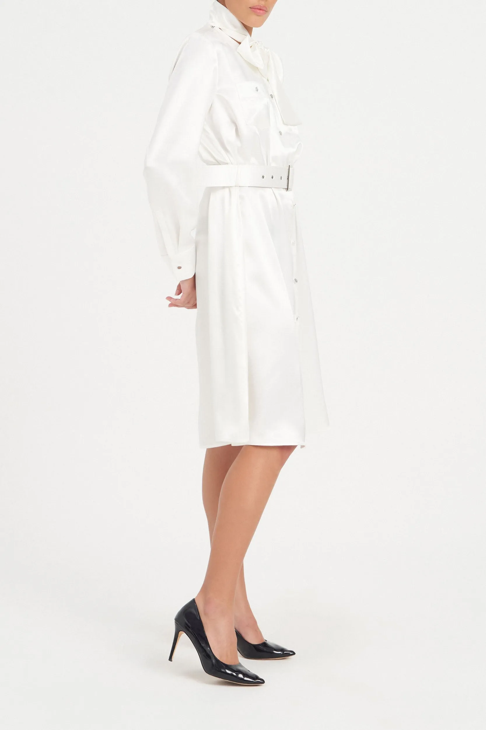 MRS JONES WHITE CHELSEA SHIRT DRESS