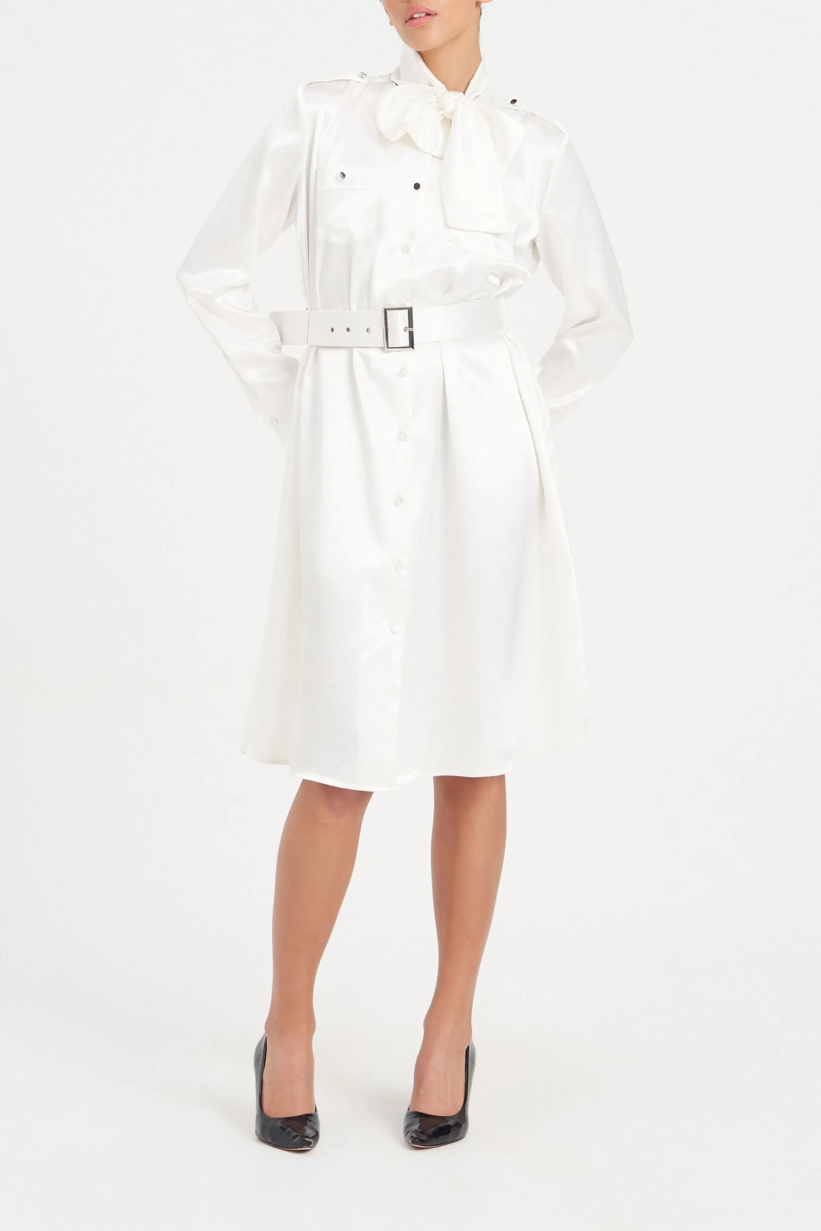 MRS JONES WHITE CHELSEA SHIRT DRESS