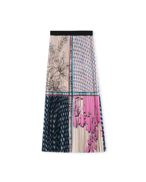 Multi Print Pleated Skirt