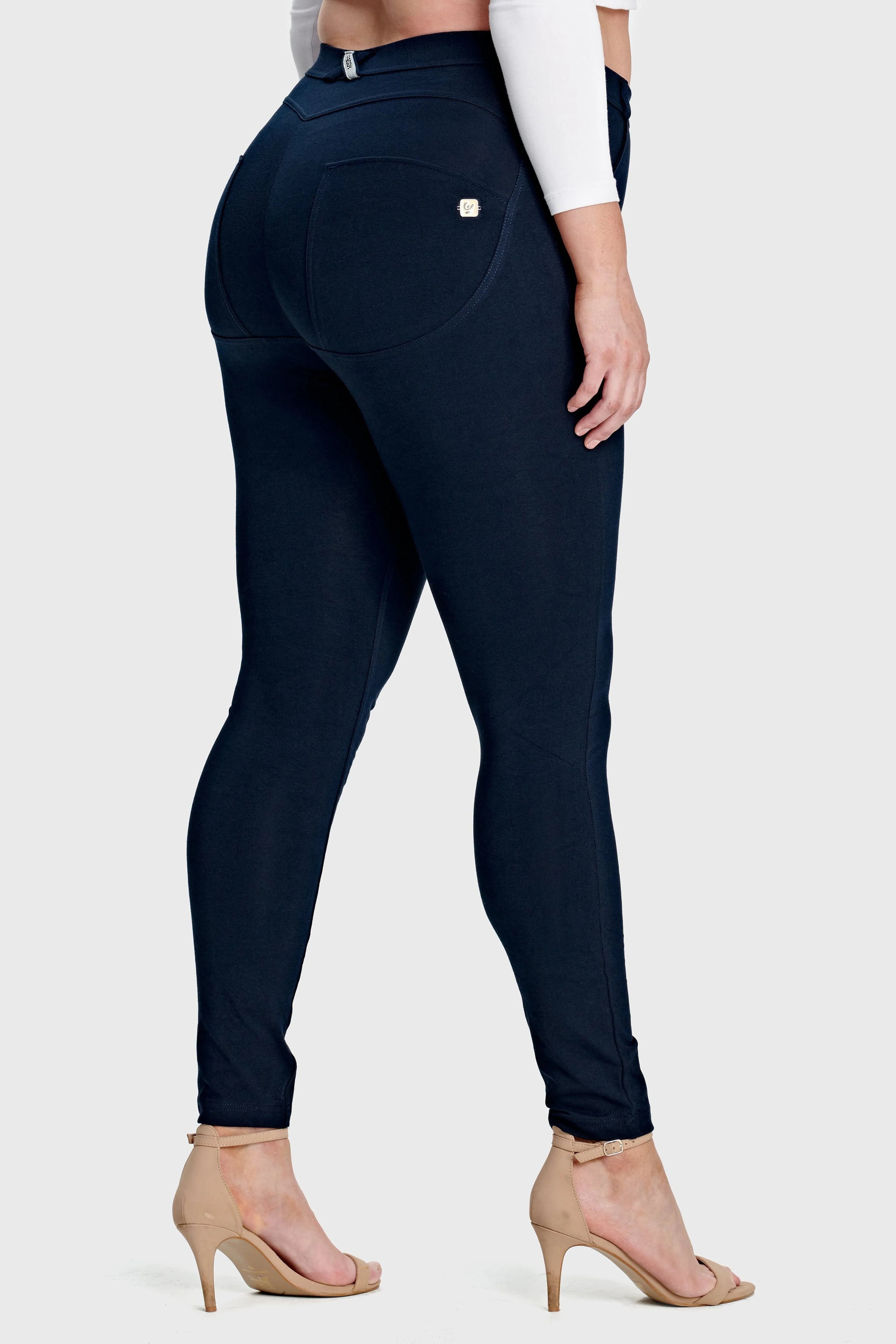 Navy Curvy Cotton Mid Rise Ankle Length