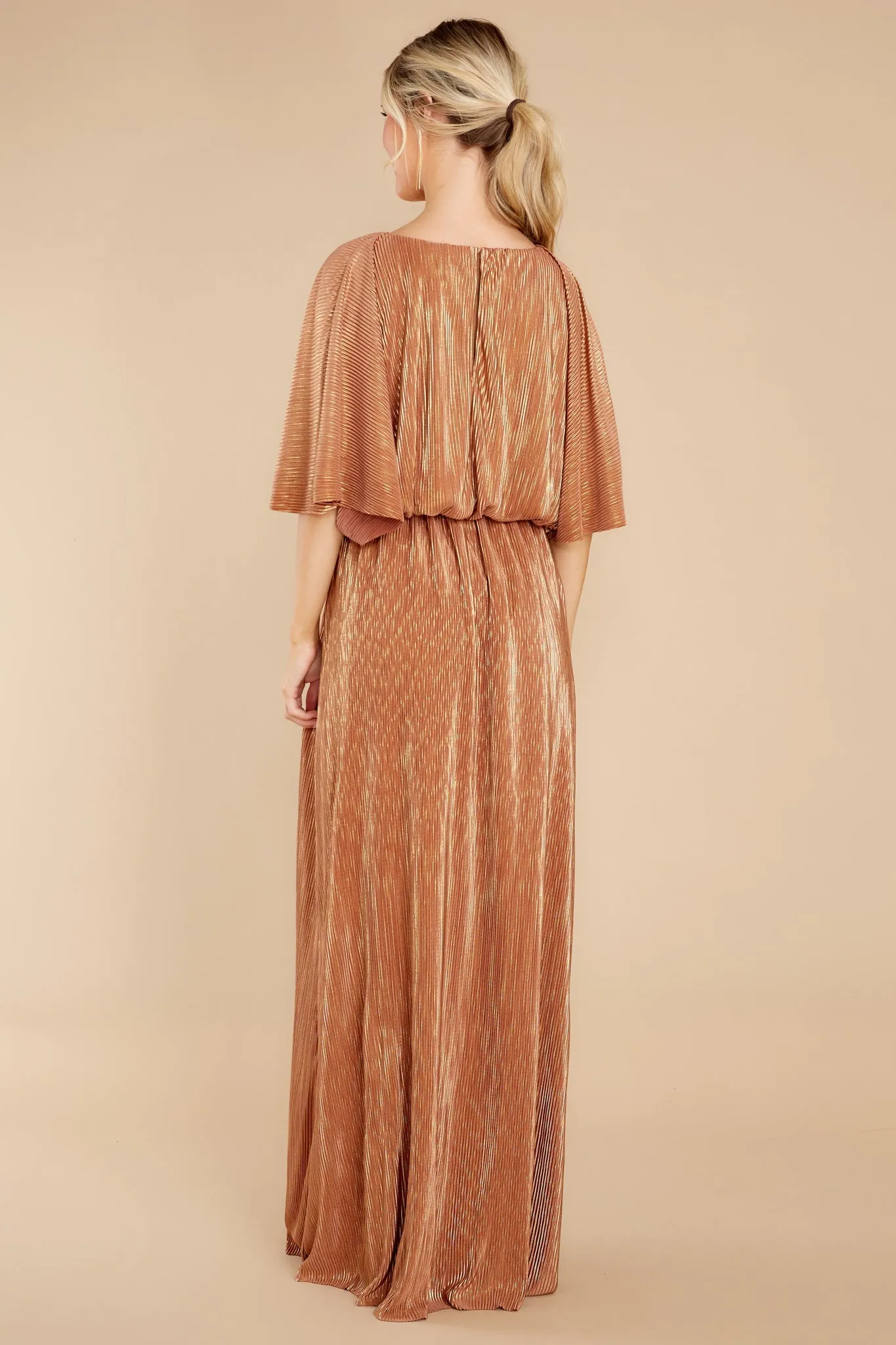 Night Of Elegance Bronze Maxi Dress