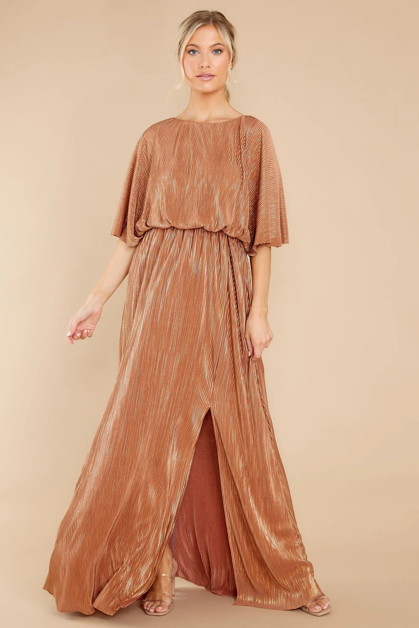 Night Of Elegance Bronze Maxi Dress