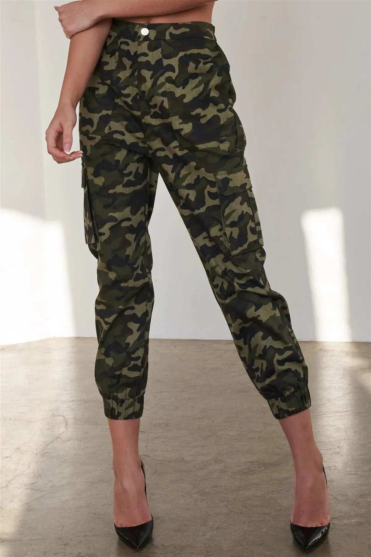 Olive Camouflage Cargo Jogger Pants