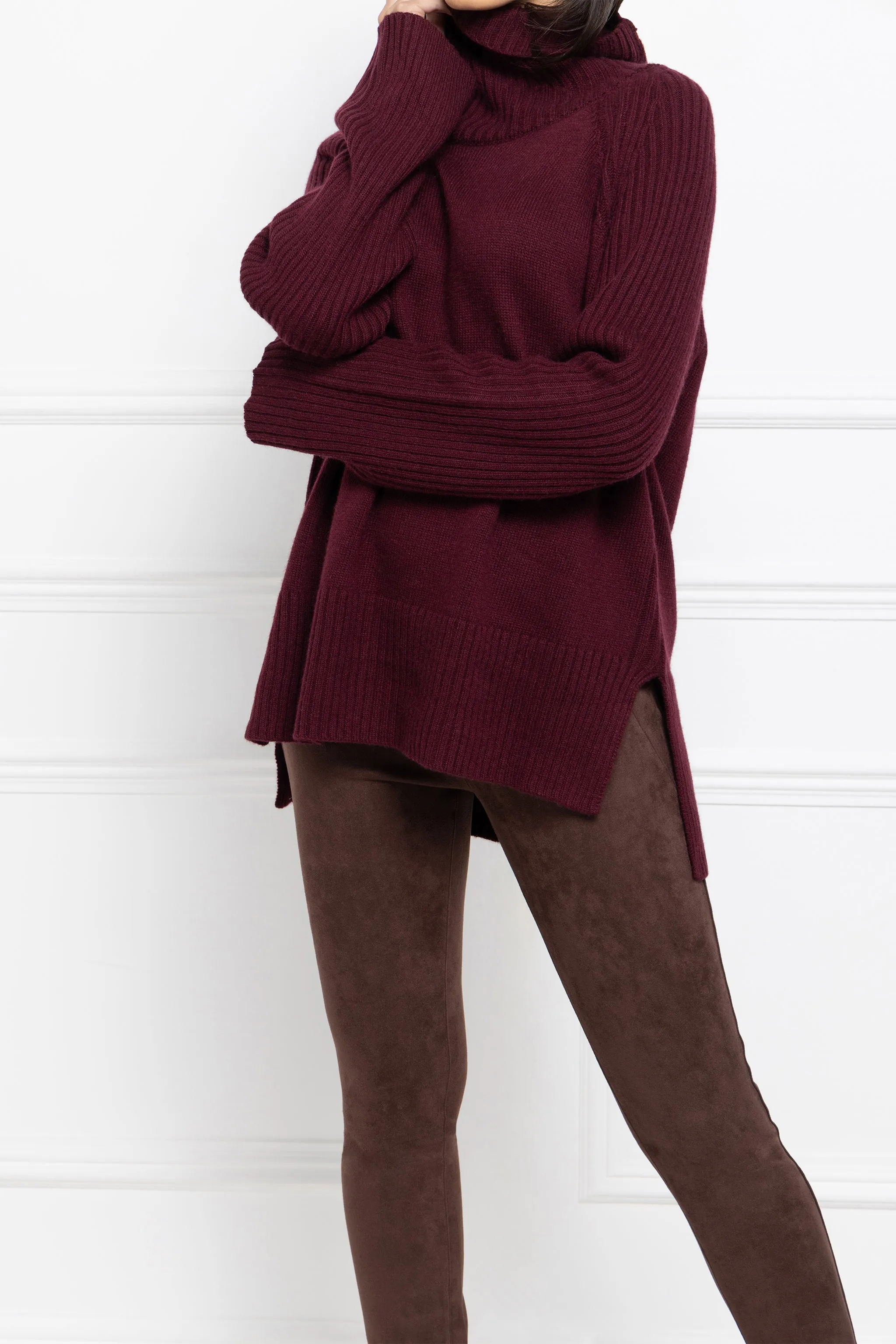 Oversized Cashmere Blend Roll Neck (Mulberry)