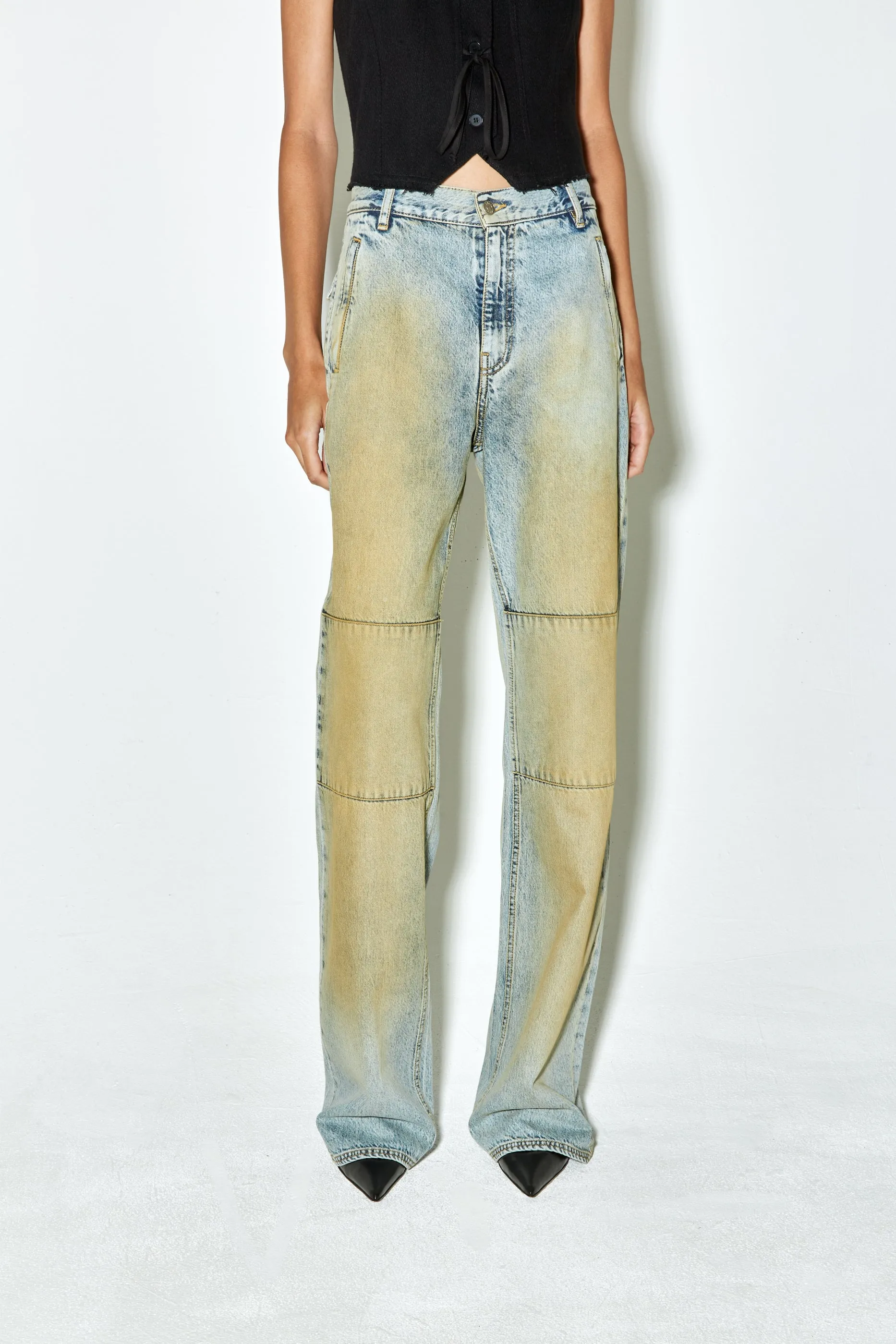 PALERMA pants beige spray on light blue