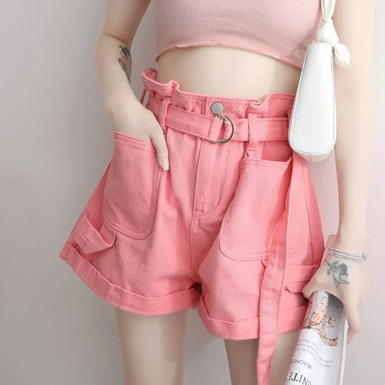 Paperbag Shorts With Pockets And Belt